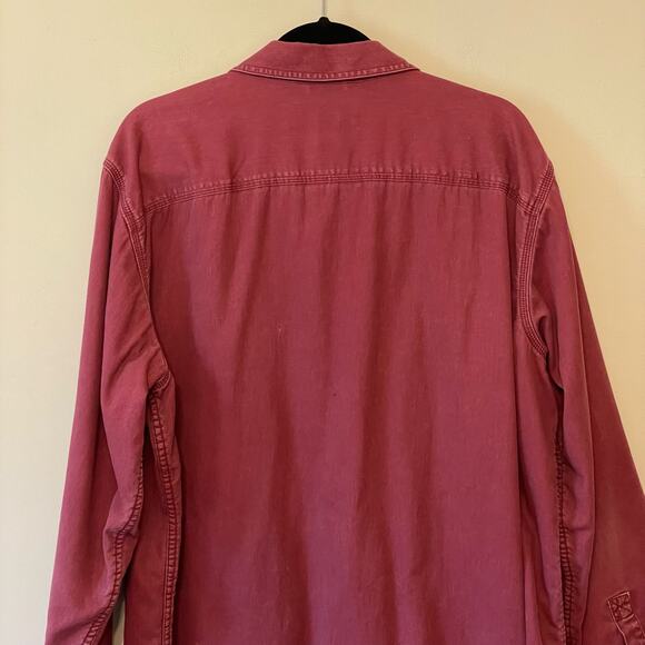 Y2K L.L. Bean L-Tall burgundy long sleeve casual button down t-shirt outdoor - Picture 6 of 7